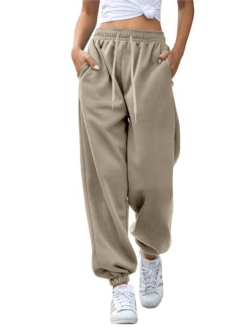 High Waisted Fleece Lined Joggers Sweatpants with Pockets Lounge Workout Baggy